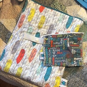 Colorful Feather Print  and Multicolor Planet Wise Wet Bags
